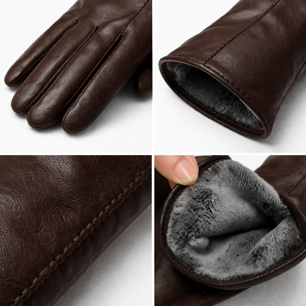 Guanti Uomo in Vera Pelle Neri, foderati termici per inverno freddo - - fredde giornate gloves gloves & mittens guanti guanti pelle luxe pelle uomo winter gloves womens fasion - Concept Palermo