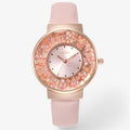Reloj de mujer con correa de cuero estilo brazalete y movimiento de cuarzo