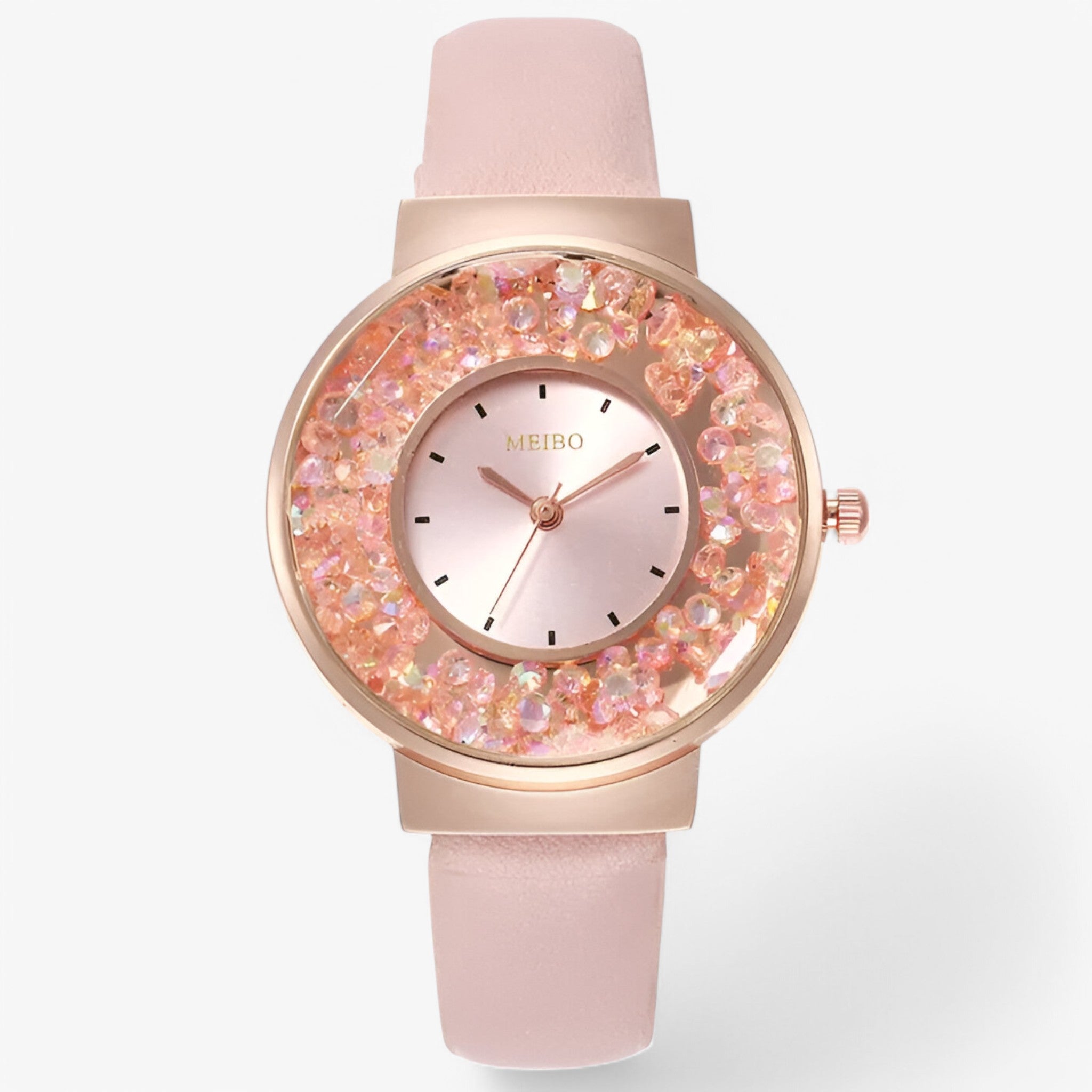 Orologio da donna con cinturino in cuoio stile bracciale e movimento al quarzo - Rosa - bracciale cinturino cuoio donna female watch movimento orologio orologio donna quarzo watch for women - Concept Palermo