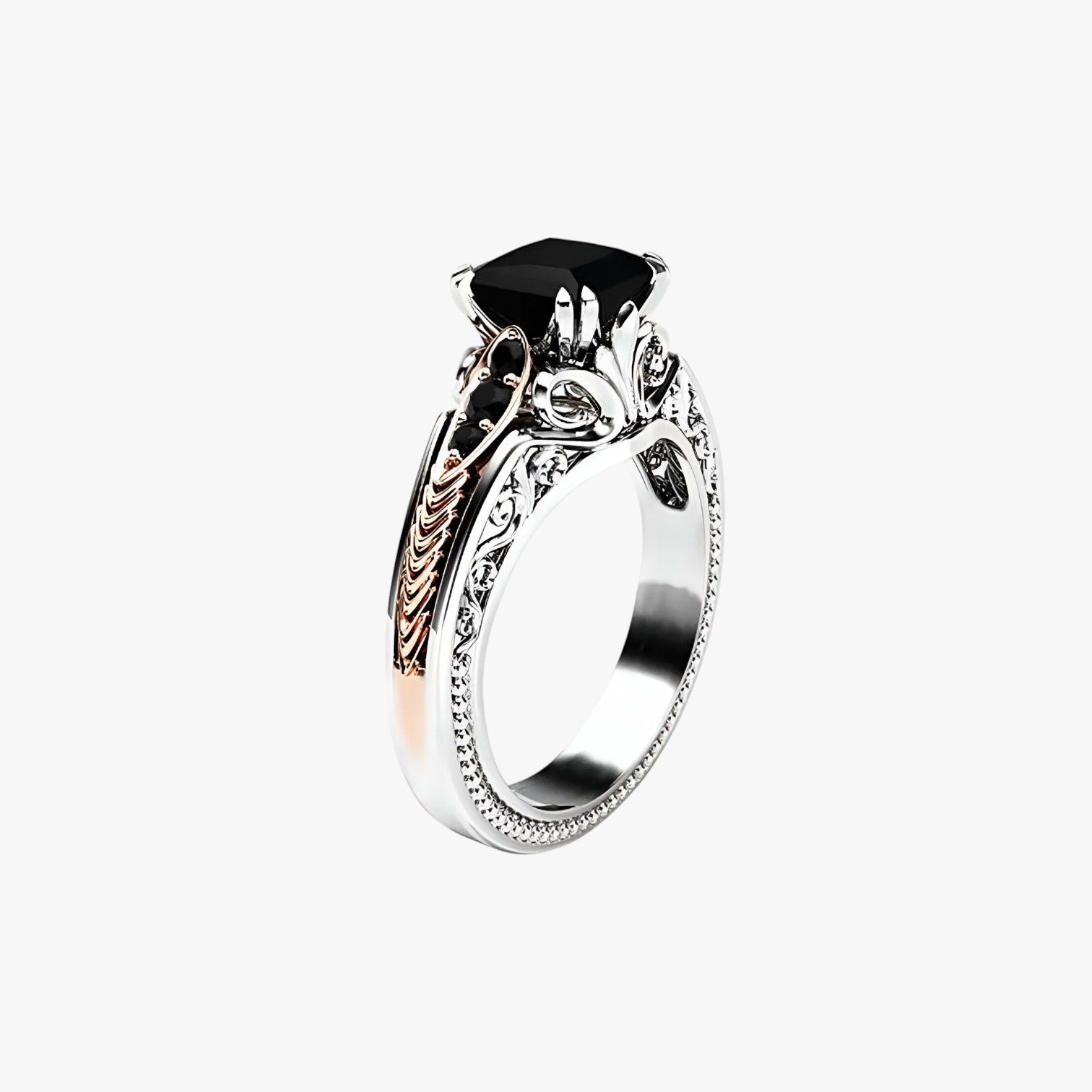 Anello in argento 925 con diamante naturale da 1 carato - 7 nero - anello anello diamante carato diamante jewelry naturale Rings womens ring - Concept Palermo