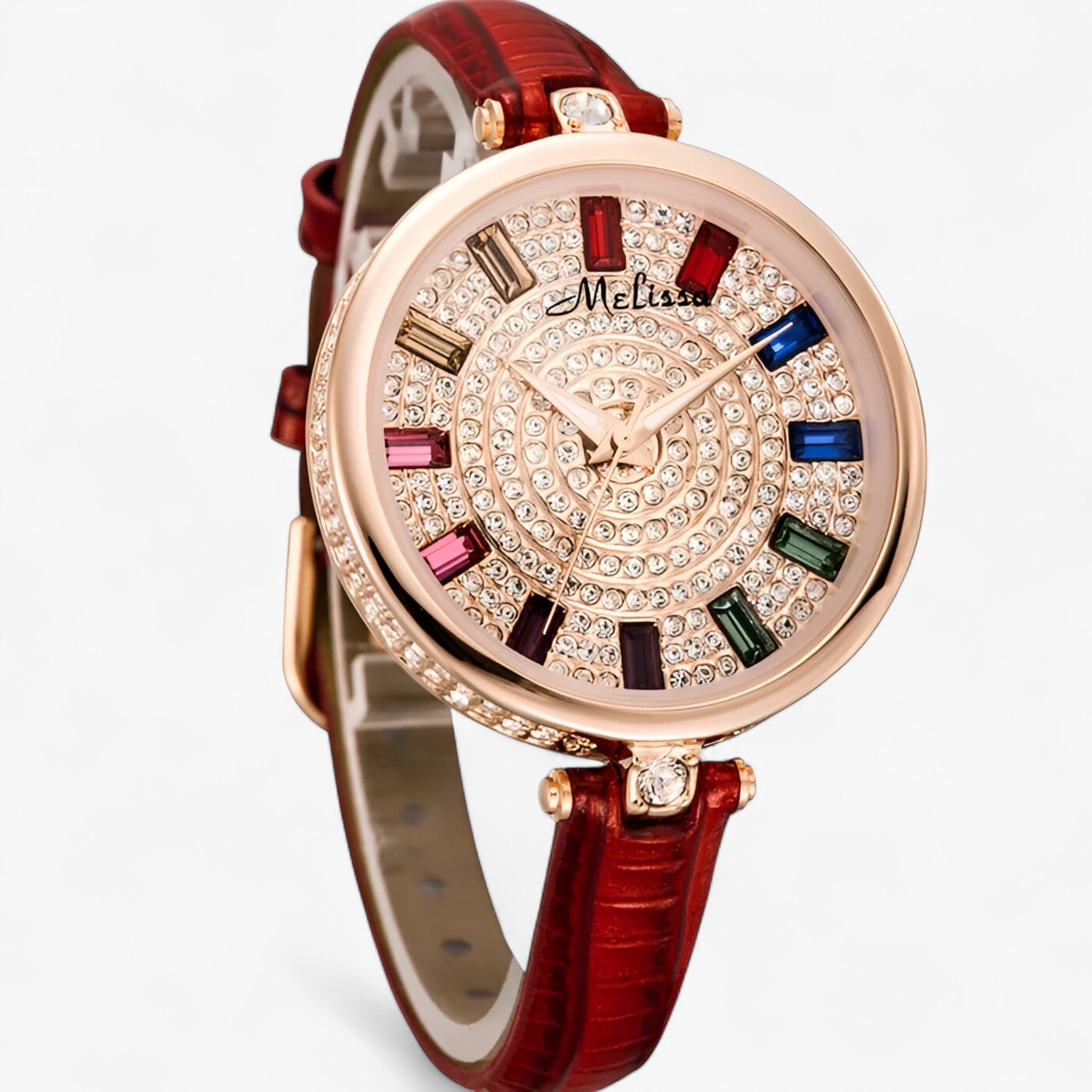 Orologio Donna Elegante al Quarzo con Cinturino in Vera Pelle Bianco e Cristalli - - accessoires cinturino cristalli horloges orologio orologio quarzo pelle quarzo watches - Concept Palermo