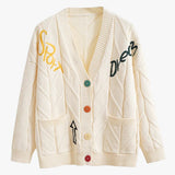 Casual dames cardigan van puur katoen met geborduurde knopen en gepersonaliseerd logo, rood