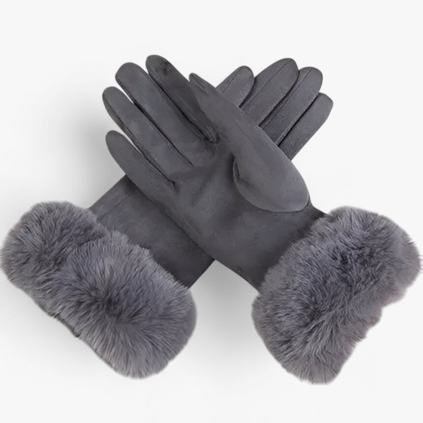Guanti Touchscreen in camoscio caldo con pelliccia sintetica Uomo - Grigio Taglia unica - caldo camoscio gloves gloves & mittens guanti guanti touchscreen pelliccia sintetica touchscreen winter gloves womens fasion - Concept Palermo