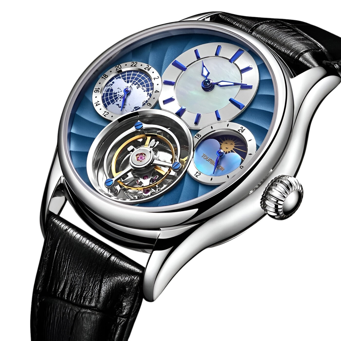Orologio Automatico Scheletrato Uomo Lusso Tourbillon, Acciaio Inox Argento - - accessoires horloges meccanico orologio orologio meccanico tourbillon watches - Concept Palermo
