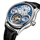 Orologio Automatico Uomo Scheletrato Tourbillon Lusso, Acciaio Inox Argento