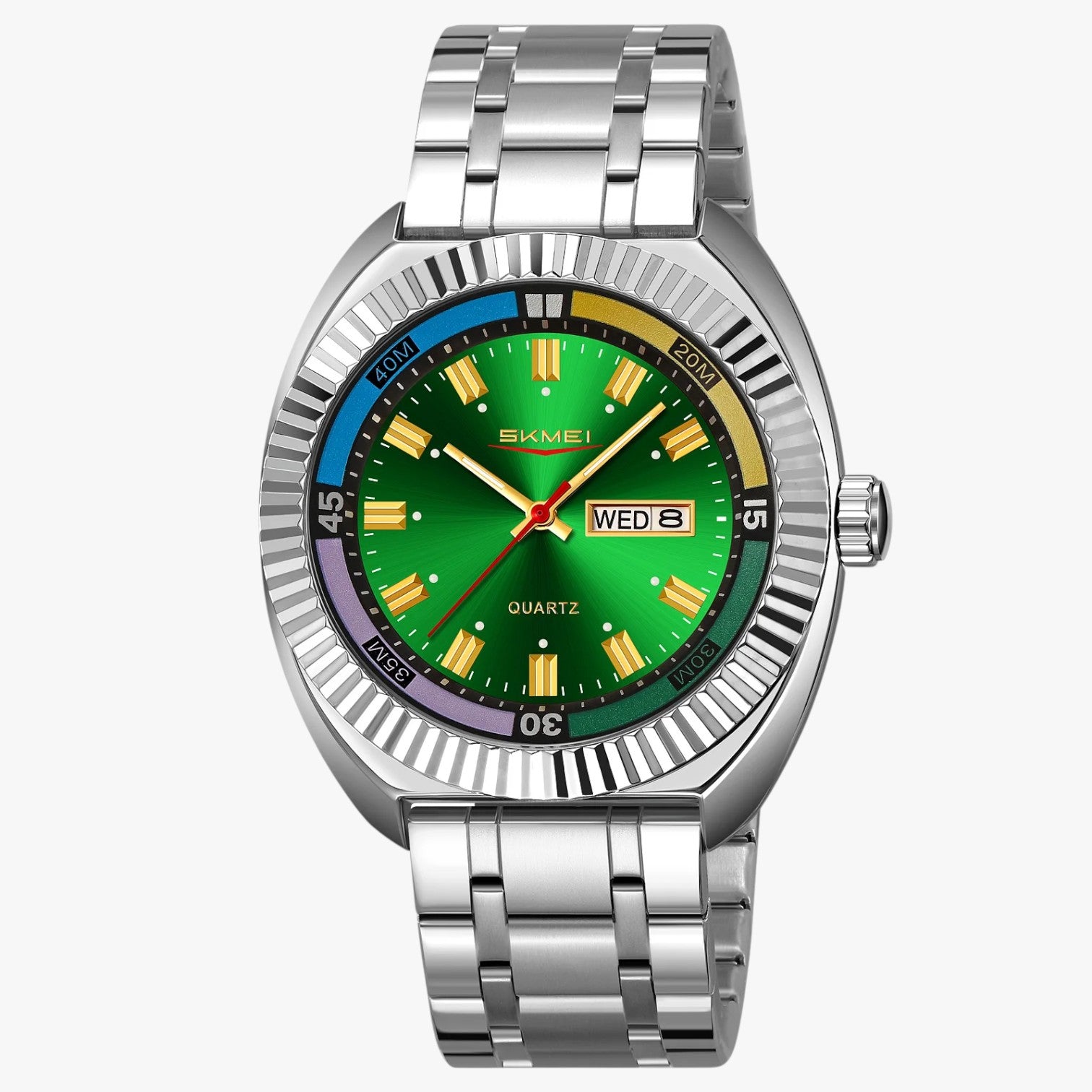 Eleganza durevole - Orologio impermeabile in acciaio inossidabile di Oro Uomo - Acciaio inossidabile Verde - acciaio eleganza impermeabile inossidabile orologio uomo watch watch for men watches WATCHES FOR MEN wistwatches - Concept Palermo