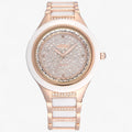 Reloj de mujer de cerámica blanca con cristales austriacos - Elegante y moderno