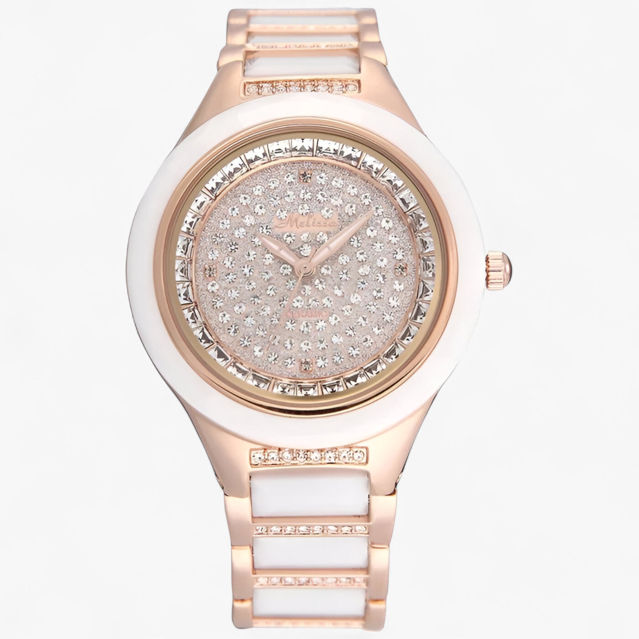 Orologio da Donna in Ceramica Bianca con Cristalli Austriaci - Elegante e Moderno - Rosa Bianca - austriaco ceramica cristallo female watch orologio orologio ceramica watch for women watches - Concept Palermo