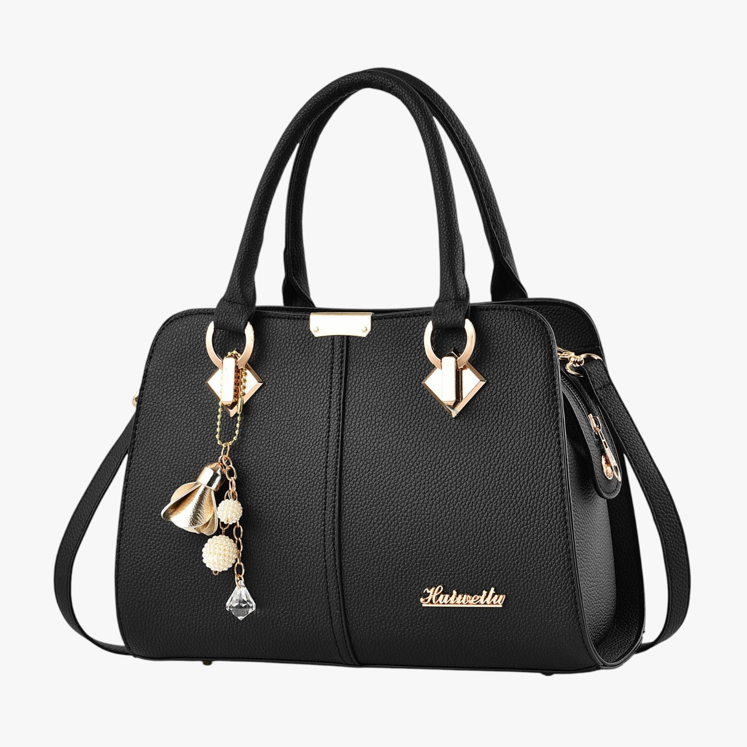 Borsa a Spalla Donna Elegante Casual in Ecopelle Nera Grande con Tracolla Regolabile - - Bags borsa casual comfort donna eleganza eleganza comfort spalla women bags Women's handbags - Concept Palermo