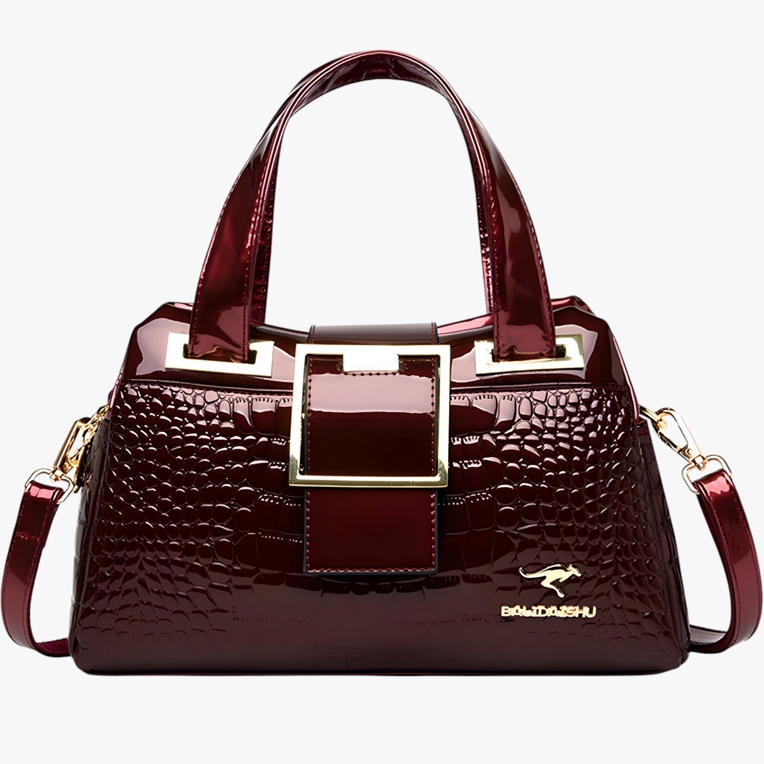 Borsa a Tracolla Donna Grande Nera in Ecopelle Effetto Coccodrillo - Elegante e Versatile - Bordeaux - Bags borsa borsa tracolla coccodrillo donna finto handbags tracolla women bags - Concept Palermo