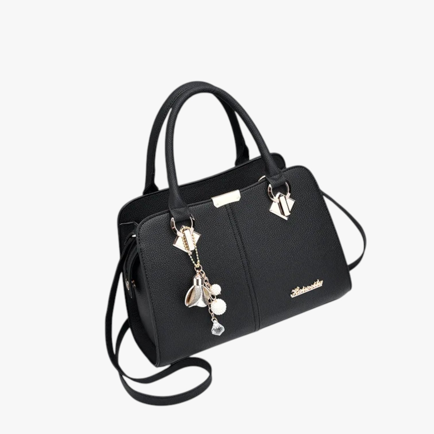 Borsa a Spalla Donna Elegante Casual in Ecopelle Nera Grande con Tracolla Regolabile - - Bags borsa casual comfort donna eleganza eleganza comfort spalla women bags Women's handbags - Concept Palermo