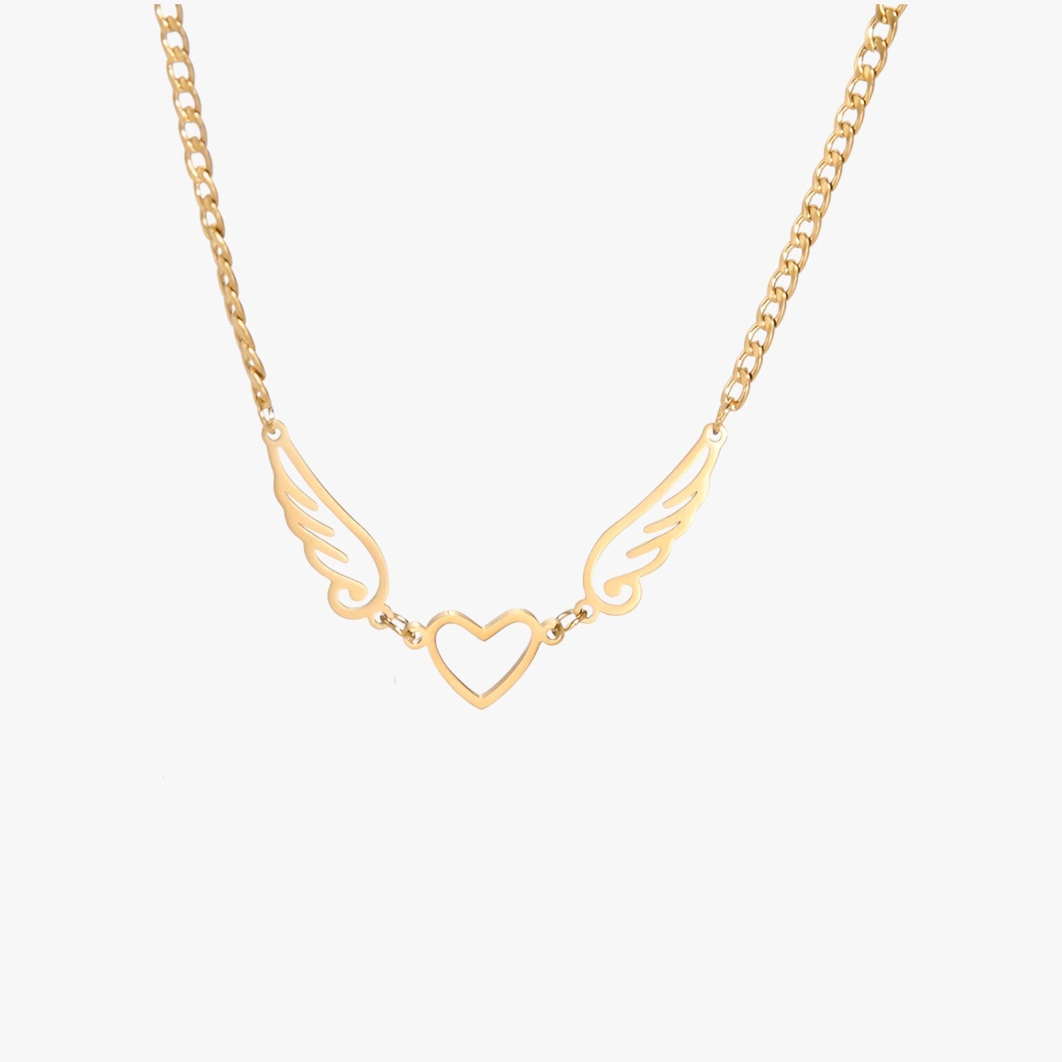 Collana in acciaio inossidabile a forma di cuore e ali d'angelo di Skyrim Lana Donna - - acciaio angelo collana collana acciaio cuore donna forma inossidabile Necklace NECKLACES Necklaces for Women - Concept Palermo