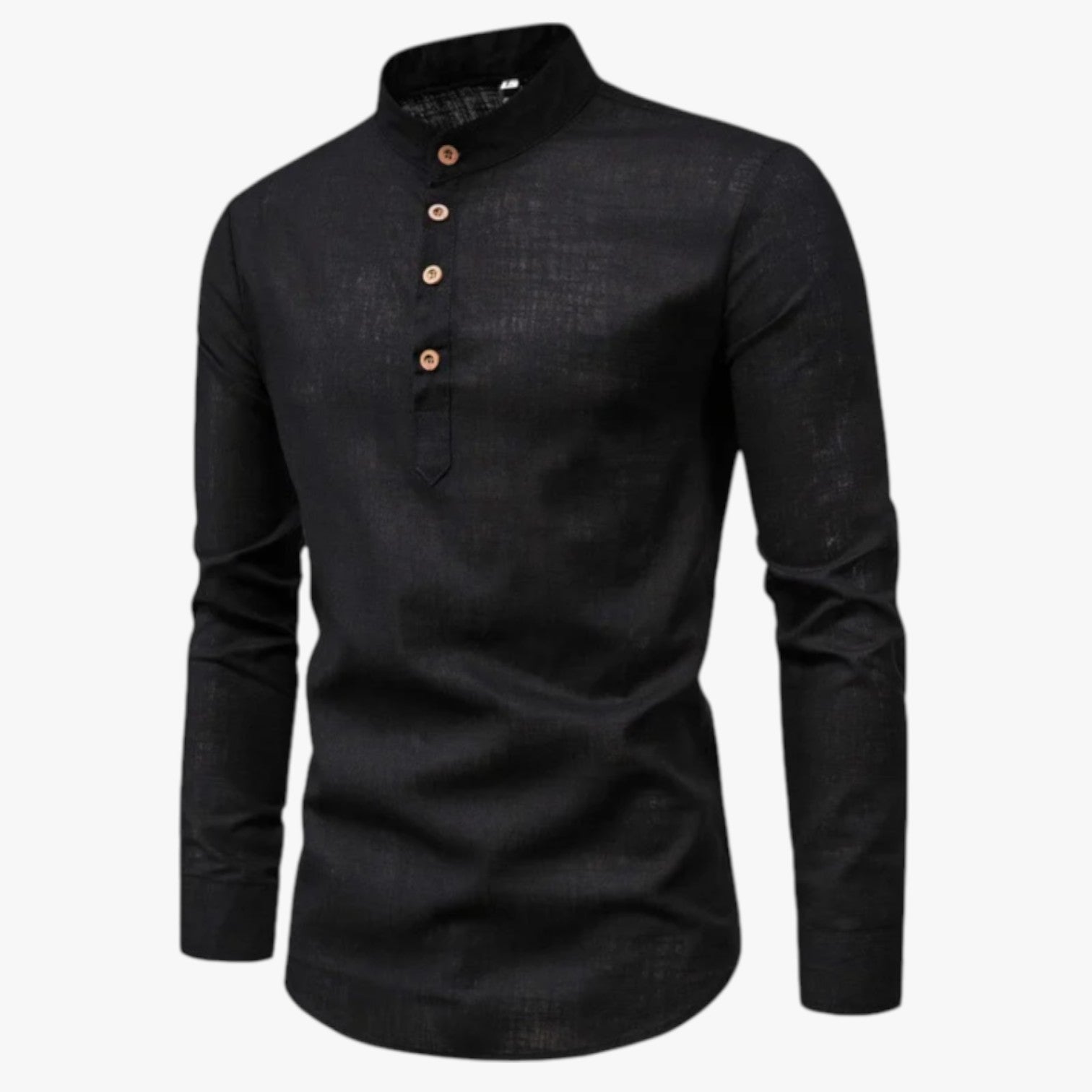 Camicia da uomo in cotone e lino - Freschezza primaverile con stile casual - Nero - camicia camicia uomo casual cotone freschezza lino men's sweater men's top primaverile Tops - Concept Palermo