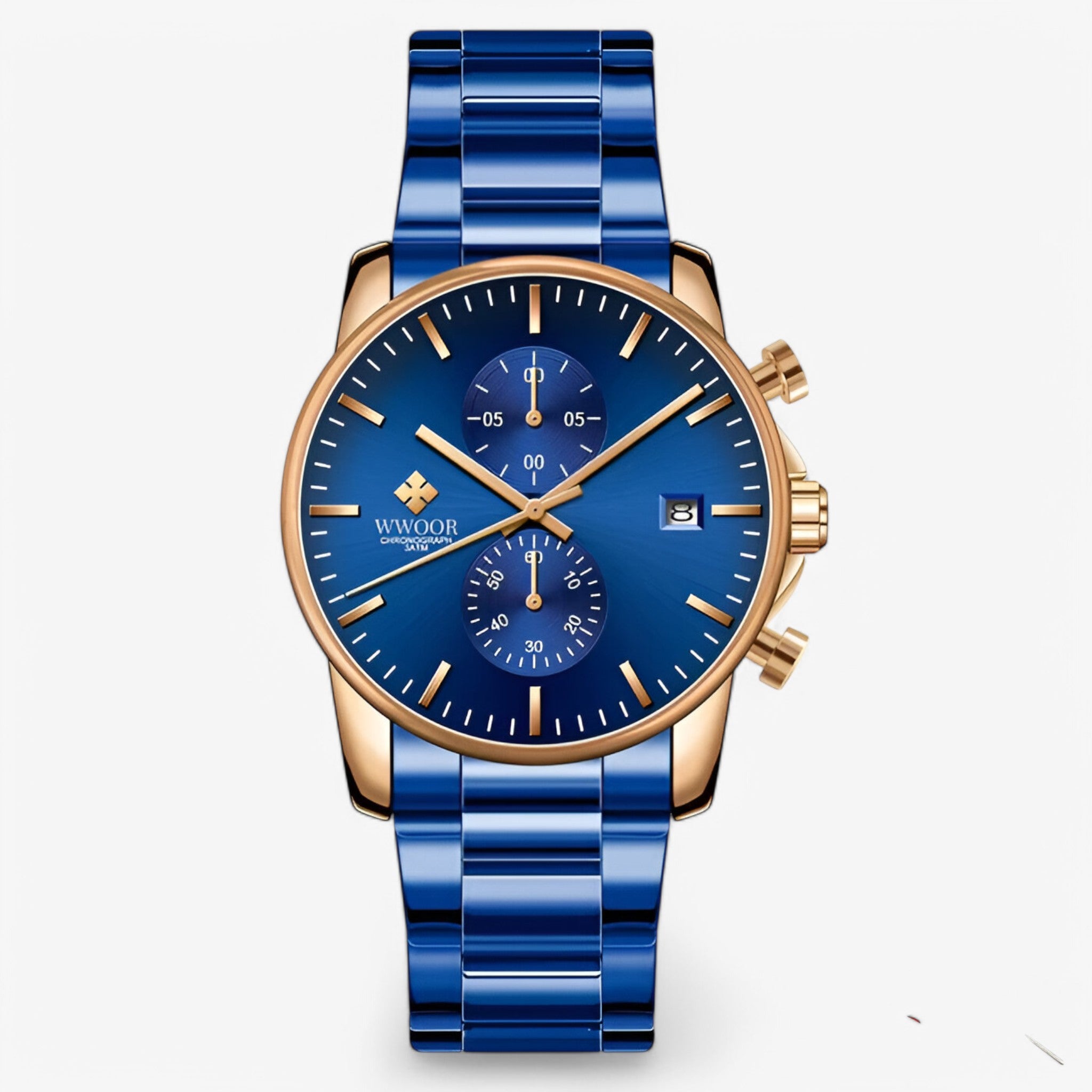 Cronografo da Uomo Leggero in Acciaio Inossidabile Argento - Rosa blu - acciaio cronografo cronografo leggero inossidabile leggero uomo watches WATCHES FOR MEN wistwatches - Concept Palermo
