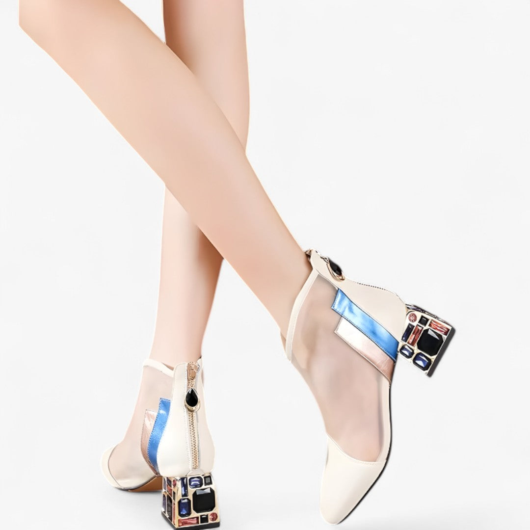Sandali in rete con tacco medio e strass traforati Uomo - - BOOTS Boots & Shoes medio rete sandali sandali rete shoes strass tacco traforati - Concept Palermo