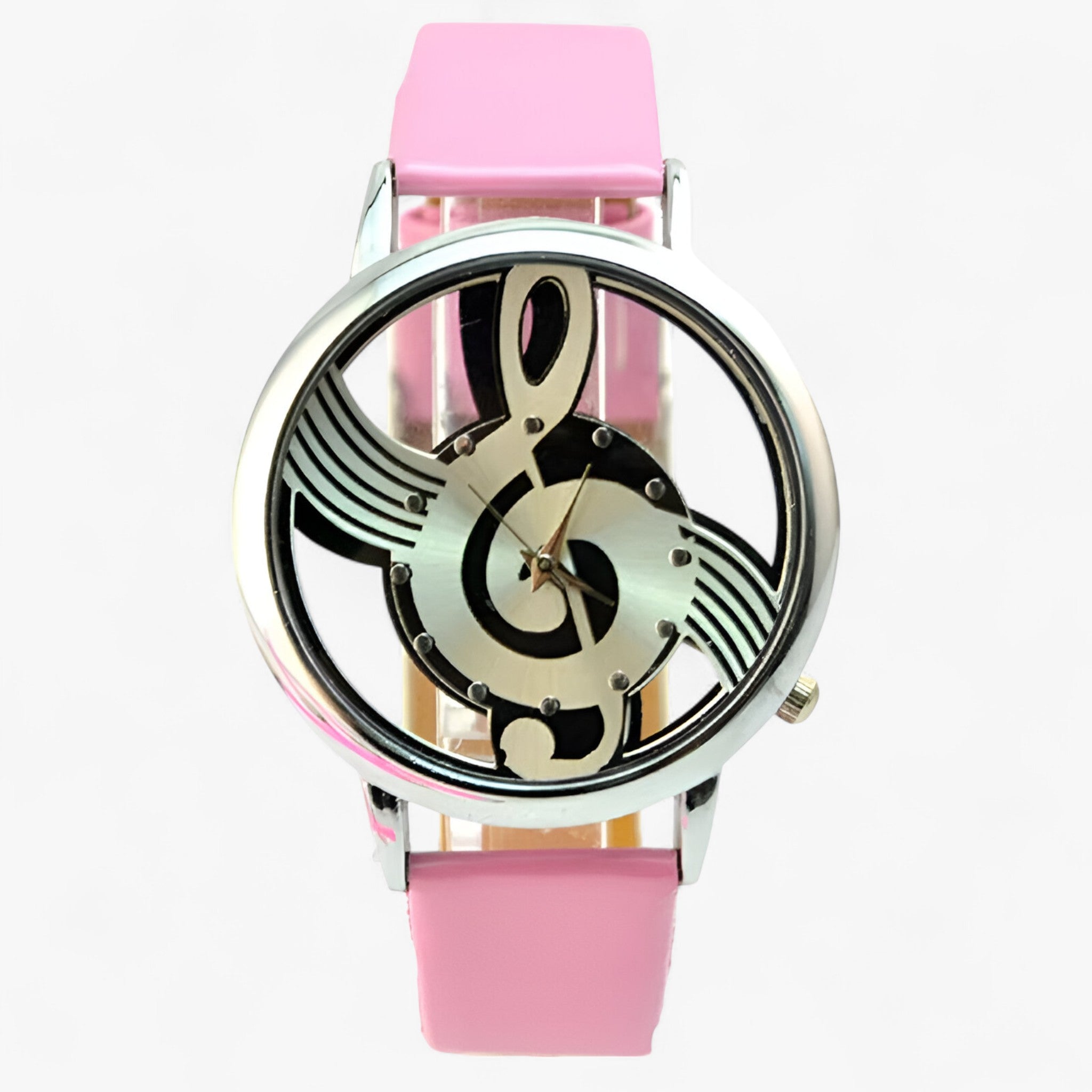 Orologio musicale alla moda con cinturino in pelle - Rosa - alla cinturino female watch moda musicale orologio orologio musicale pelle watch for women watches - Concept Palermo