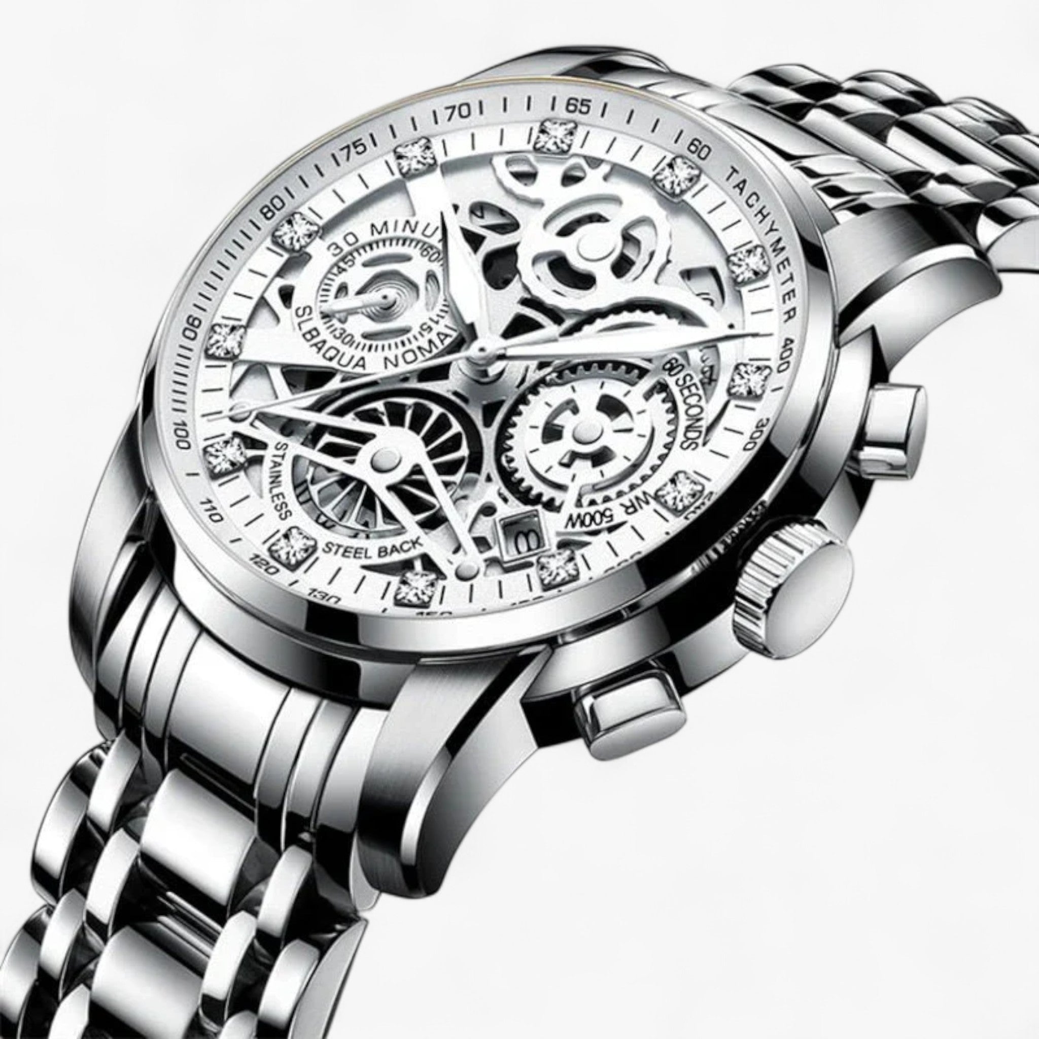 Orologio Uomo Elegante Nero in Vera Pelle, Cassa Acciaio 42mm, Movimento Quarzo - Argento - orologio orologio uomo uomo Watches - Concept Palermo