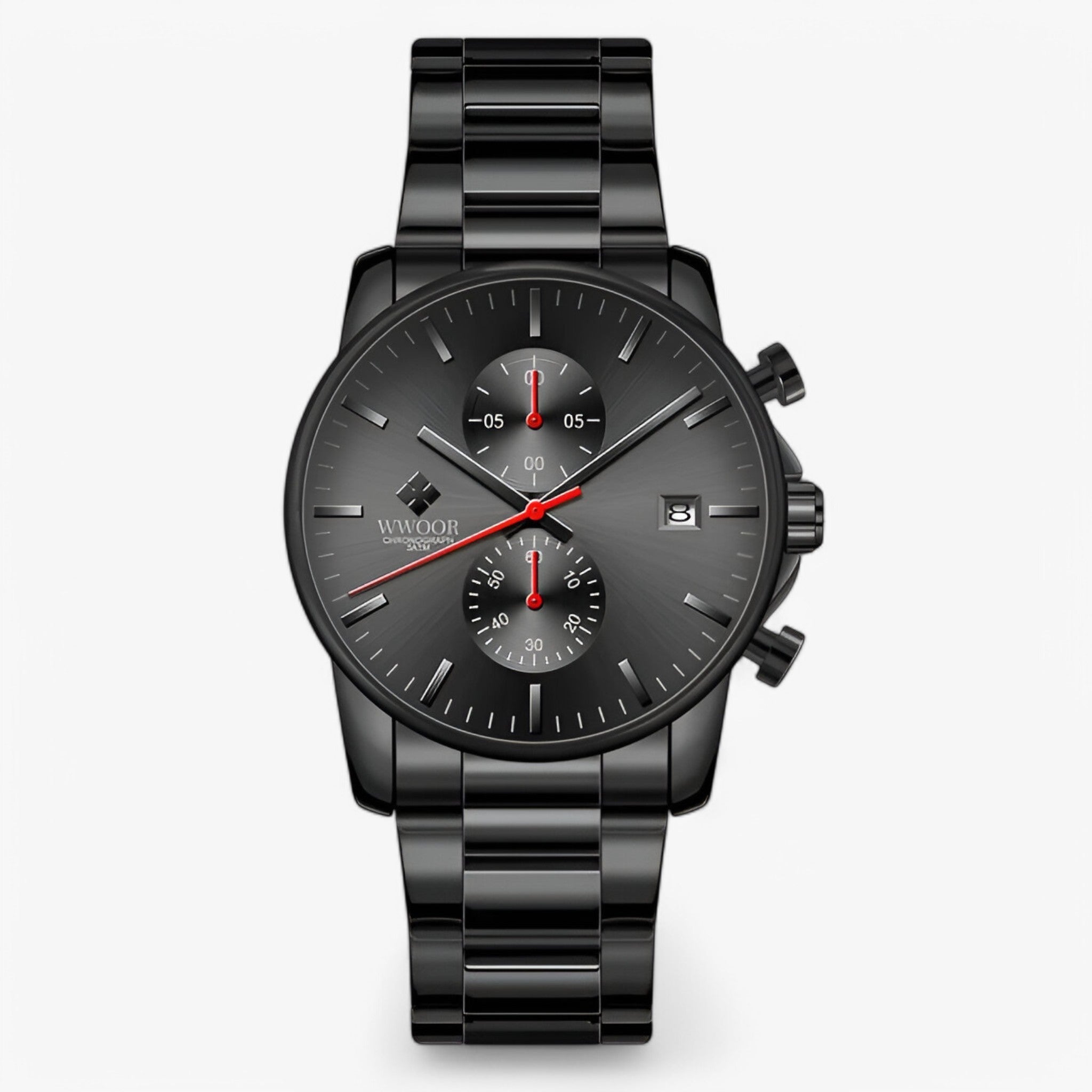 Cronografo da Uomo Leggero in Acciaio Inossidabile Argento - Nero rosso - acciaio cronografo cronografo leggero inossidabile leggero uomo watches WATCHES FOR MEN wistwatches - Concept Palermo