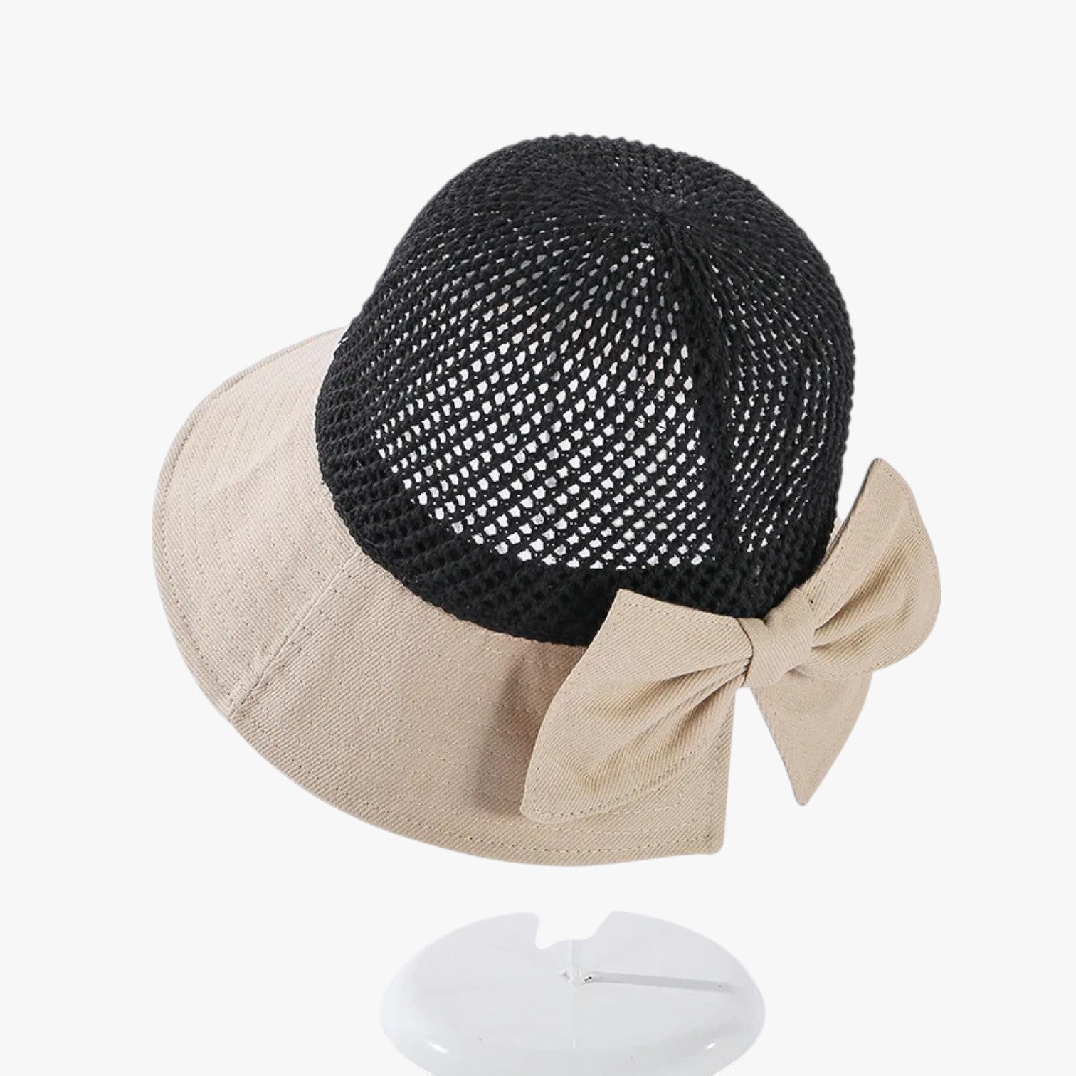 Cappello estivo all’uncinetto con fiocco pieghevole e traspirante - beige 56-58cm - cappello cappello estivo estivo fiocco hat Hat for girls hats pieghevole summer hat sun hat traspirante uncinetto women hat women's hat - Concept Palermo