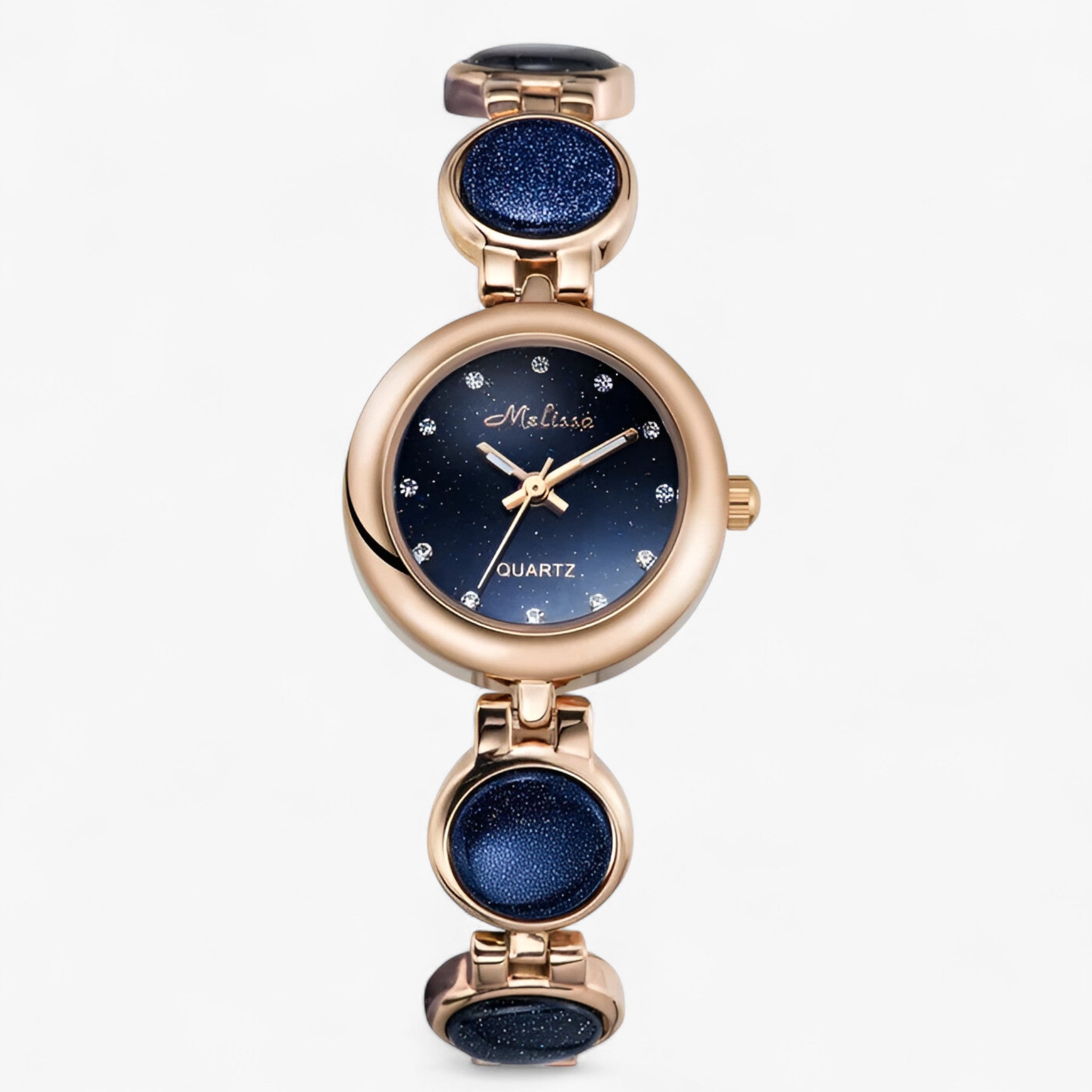 Orologio da donna di lusso con cinturino in acciaio con clip di cristallo - Oro Blu - acciaio cinturino clip cristallo donna female watch orologio orologio donna watch for women watches - Concept Palermo