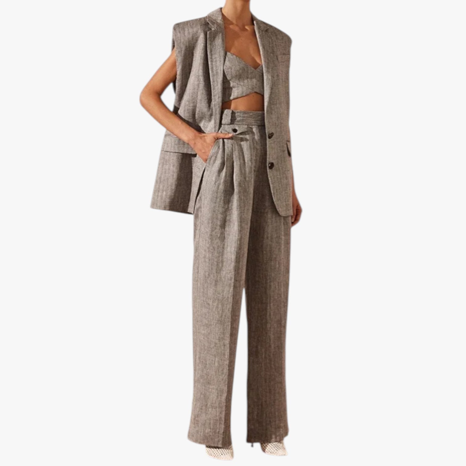 Pantaloni Donna Vita Alta in Lino-Cotone Eleganza Aria & Libertà Tutto il Giorno - - alta aria cotone donna eleganza giorno libertà linen pants lino pants pants for women women pants - Concept Palermo