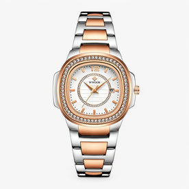 Orologio da polso da donna in oro con diamanti - rosa bianca - diamanti donna Linen orologio orologio polso polso watch for men watches Women - Concept Palermo