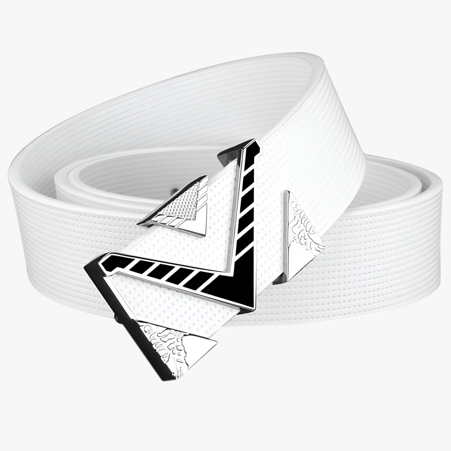 Cintura Uomo Elegante in Pelle Nera con Fibbia Dorata a V - Fibbia bianca e nera - Belts belts for men cintura cintura fibbia dorata fibbia Mens belt uomo - Concept Palermo