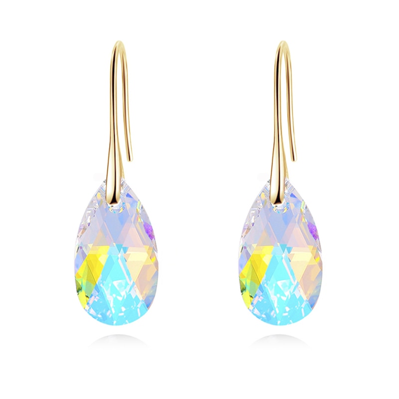 Orecchini a Goccia Donna Eleganti con Cristalli Luminosi Trasparenti - Crystal AB. Oro - cristallo donna Earrings for Women Girls goccia jewelry New Fashion Earrings orecchini orecchini goccia - Concept Palermo