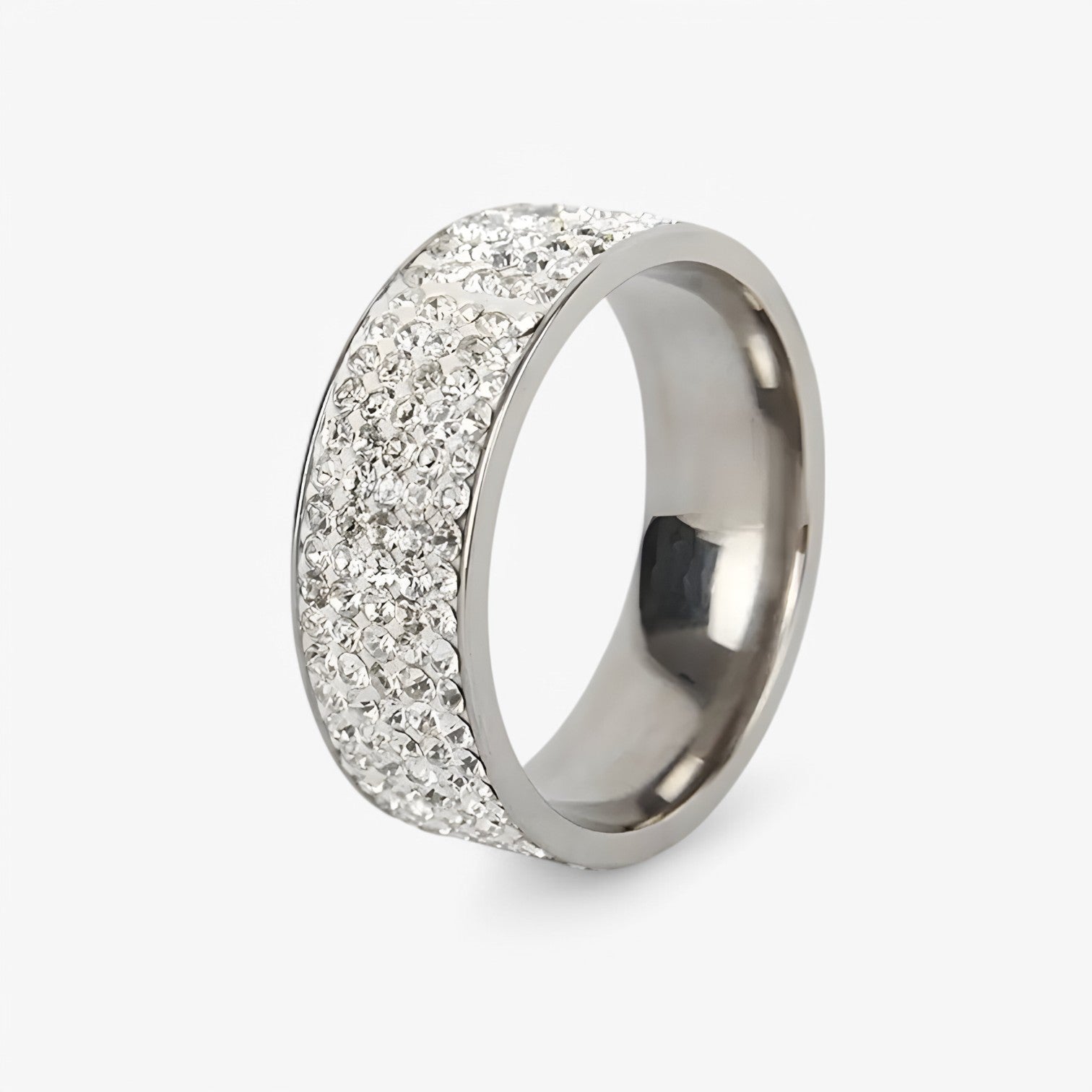 Anello di lusso in acciaio inox con pietra di cristallo – fede nuziale Uomo - argento - Accessories Jewelry acciaio anello anello acciaio cristallo fede inox jewelry nuziale Rings womens ring - Concept Palermo
