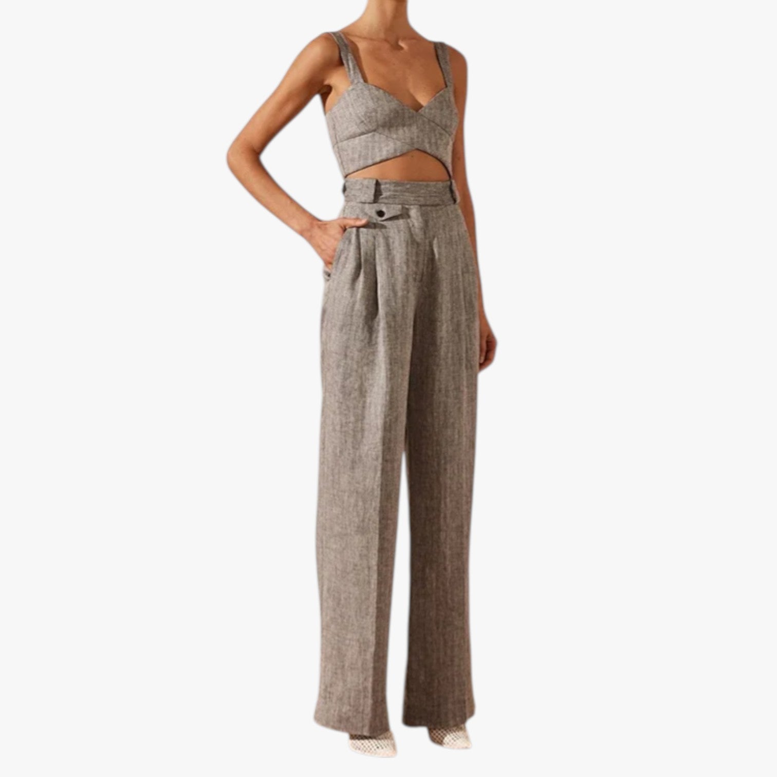 Pantaloni Donna Vita Alta in Lino-Cotone Eleganza Aria & Libertà Tutto il Giorno - - alta aria cotone donna eleganza giorno libertà linen pants lino pants pants for women women pants - Concept Palermo