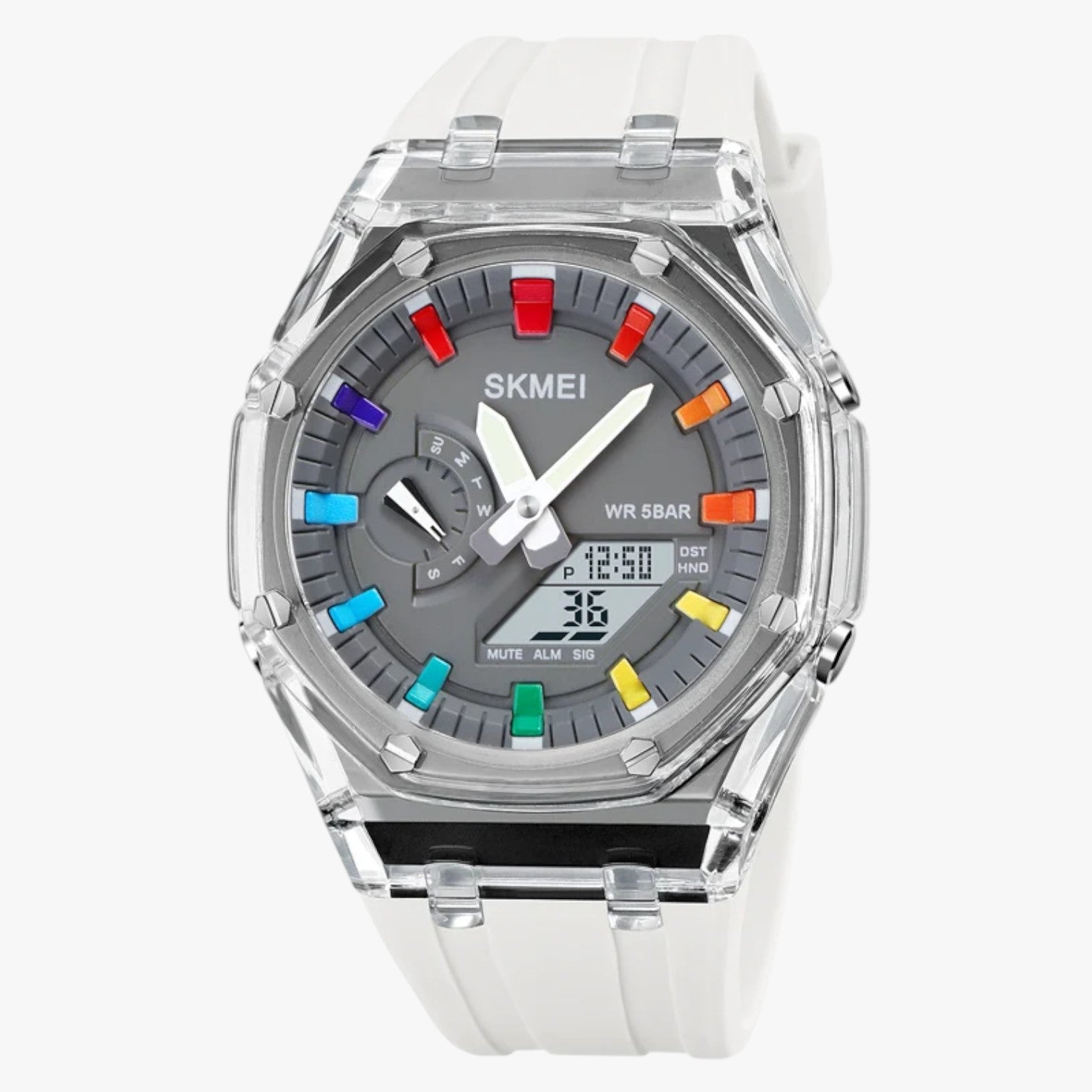 Orologio digitale trasparente da 5 ATM con sveglia e funzioni intelligenti Uomo - moda bianco grigio - digitale funzioni intelligenti orologio orologio digitale sveglia trasparente uomo watch WATCHES FOR MEN Wristwatch - Concept Palermo