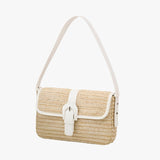 Handgemaakte luxe rieten strandtas, leer