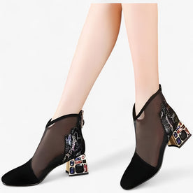 Sandali in rete con tacco medio e strass traforati Uomo - Nera - BOOTS Boots & Shoes Linen medio Men rete sandali sandali rete shoes Solid strass tacco traforati - Concept Palermo