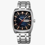 Waterdicht herenhorloge met datum en verlichte wijzerplaat rood  