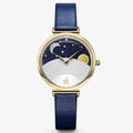 Reloj de mujer con esfera romántica de luna y estrellas