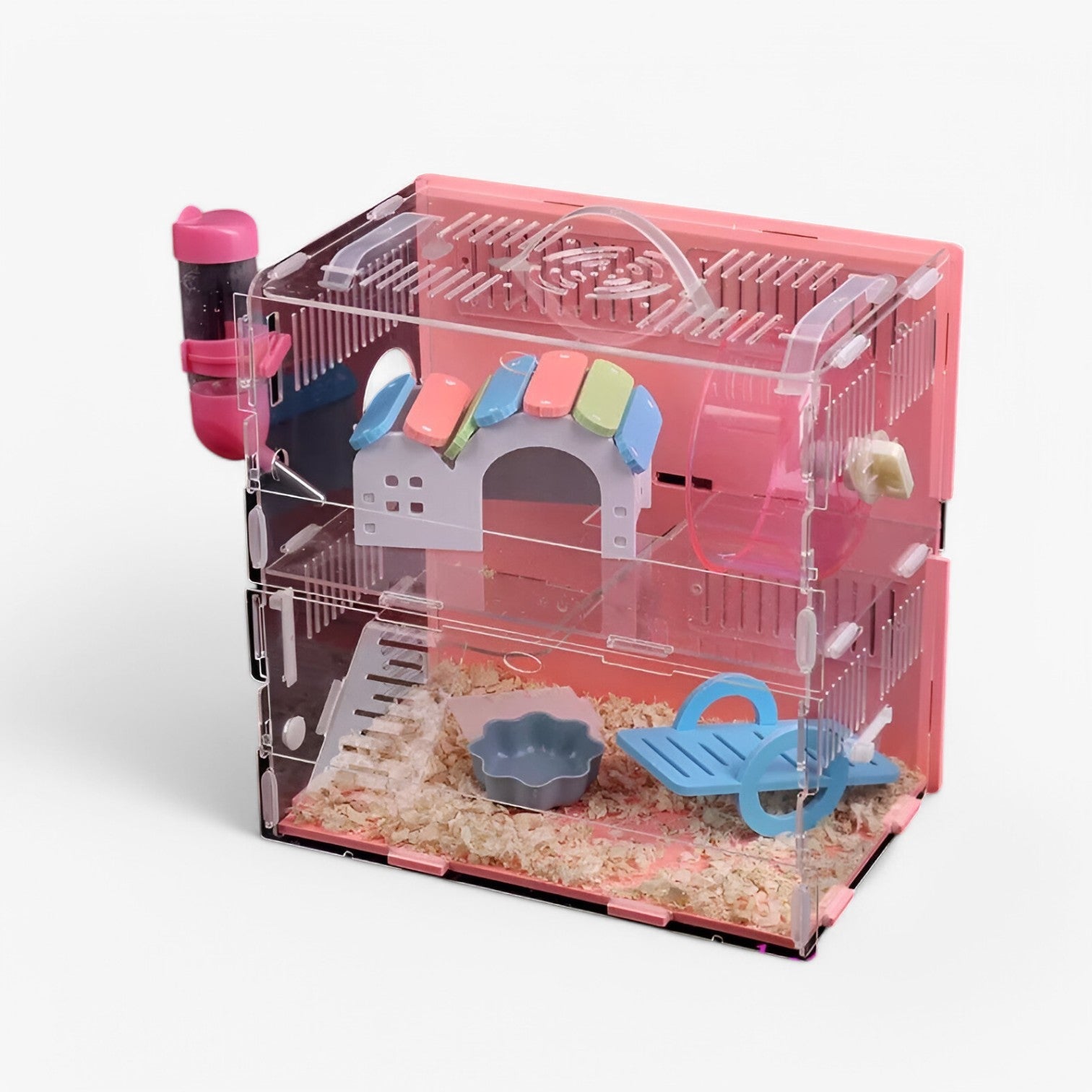 Gabbia per criceti blu a doppio livello - Spaziosa e sicura Uomo - Rosa 30x20x30cm - criceti doppio gabbia gabbia criceti hamster livello pet pet bed PET SUPPLIES pets & supplies sicura spaziosa - Concept Palermo