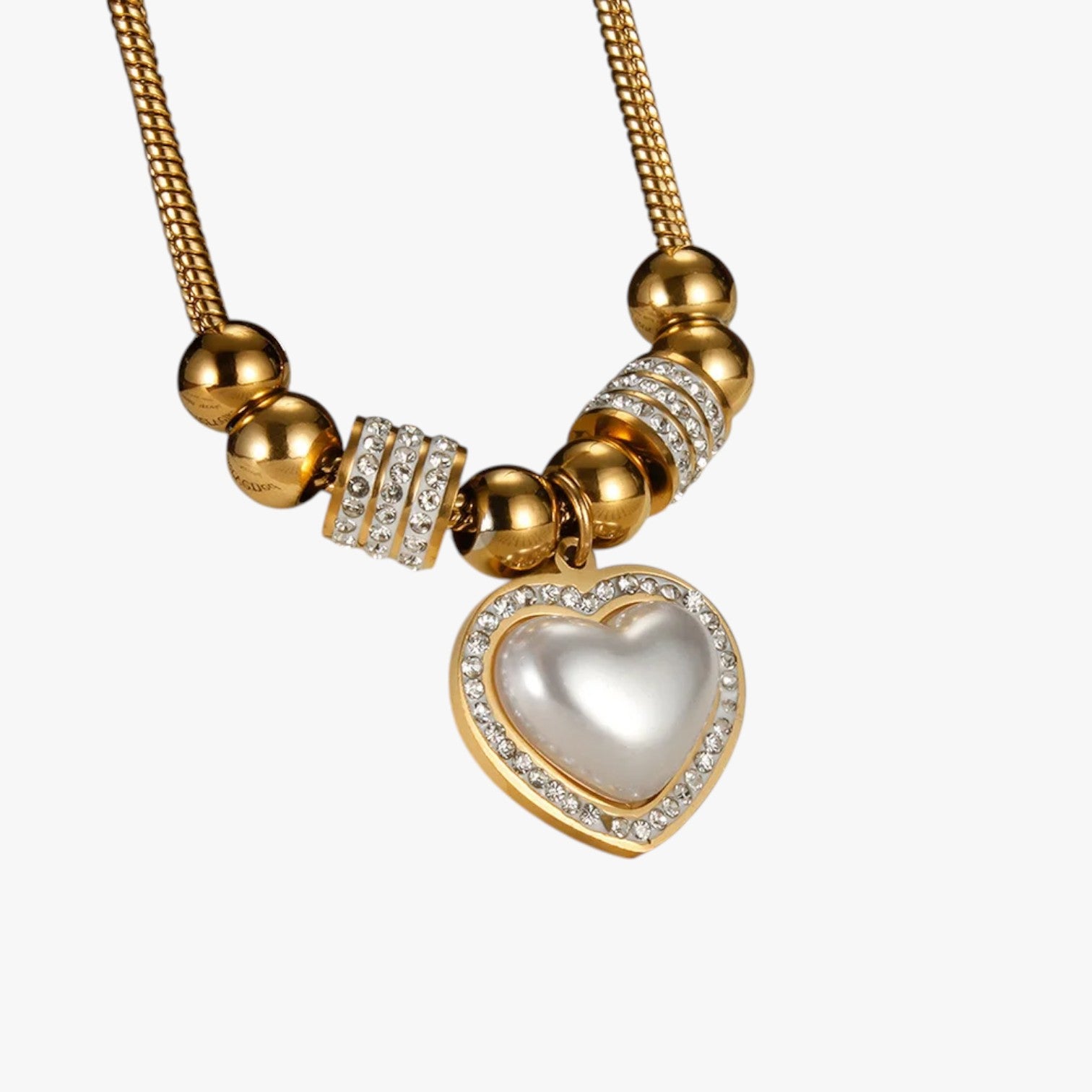 Collana a forma di cuore con zirconi e perline per un look da festa Lana Donna - - collana collana forma cuore donna elegant womens necklaces Fashion Necklaces festa forma jewelry lana necklace Necklaces for Women - Concept Palermo