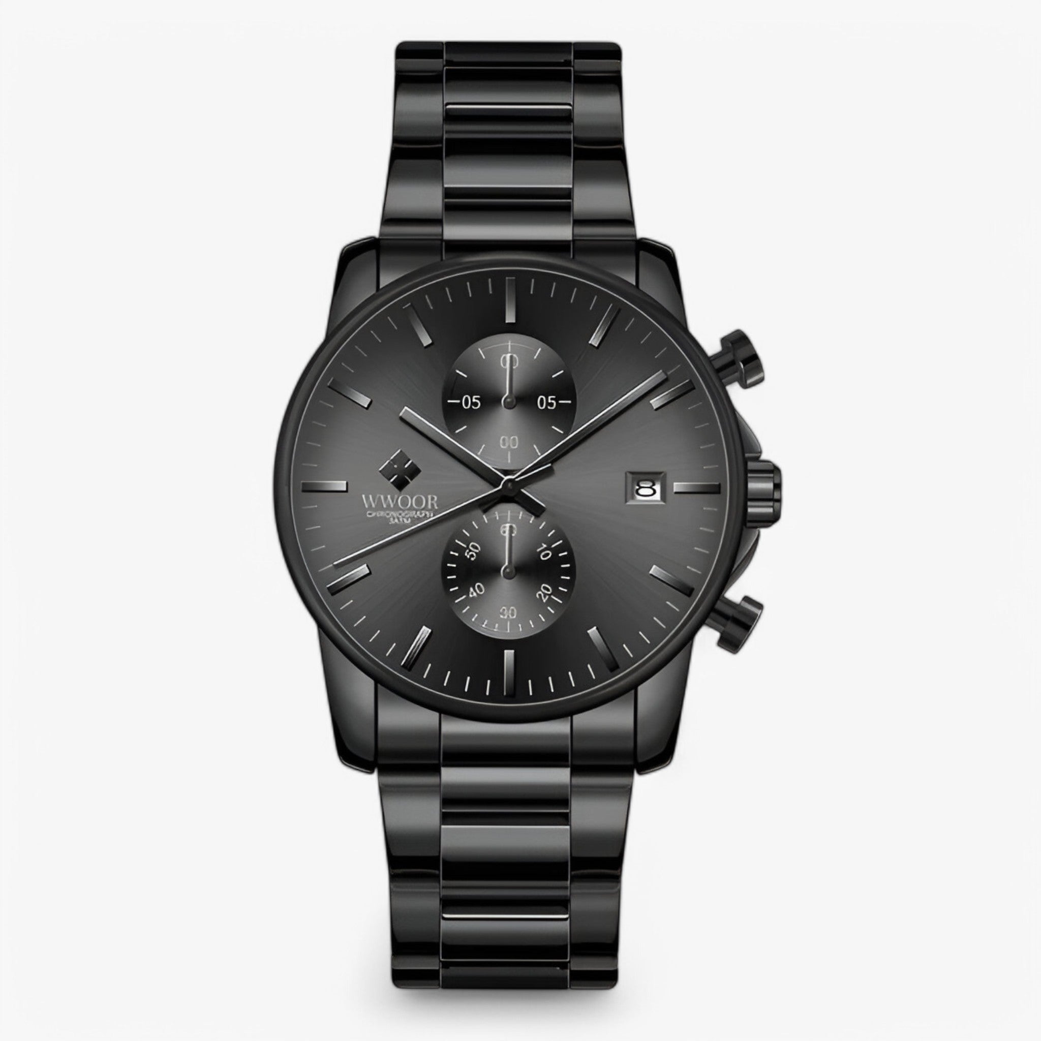 Cronografo da Uomo Leggero in Acciaio Inossidabile Argento - Nero - acciaio cronografo cronografo leggero inossidabile leggero uomo watches WATCHES FOR MEN wistwatches - Concept Palermo