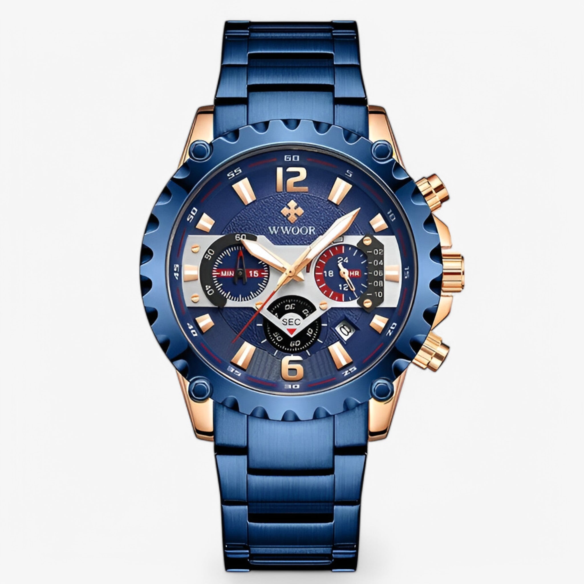 Orologio Cronografo di Lusso in Acciaio Inossidabile - rosa blu - accessoires acciaio cronografo horloges inossidabile orologio orologio cronografo watches - Concept Palermo