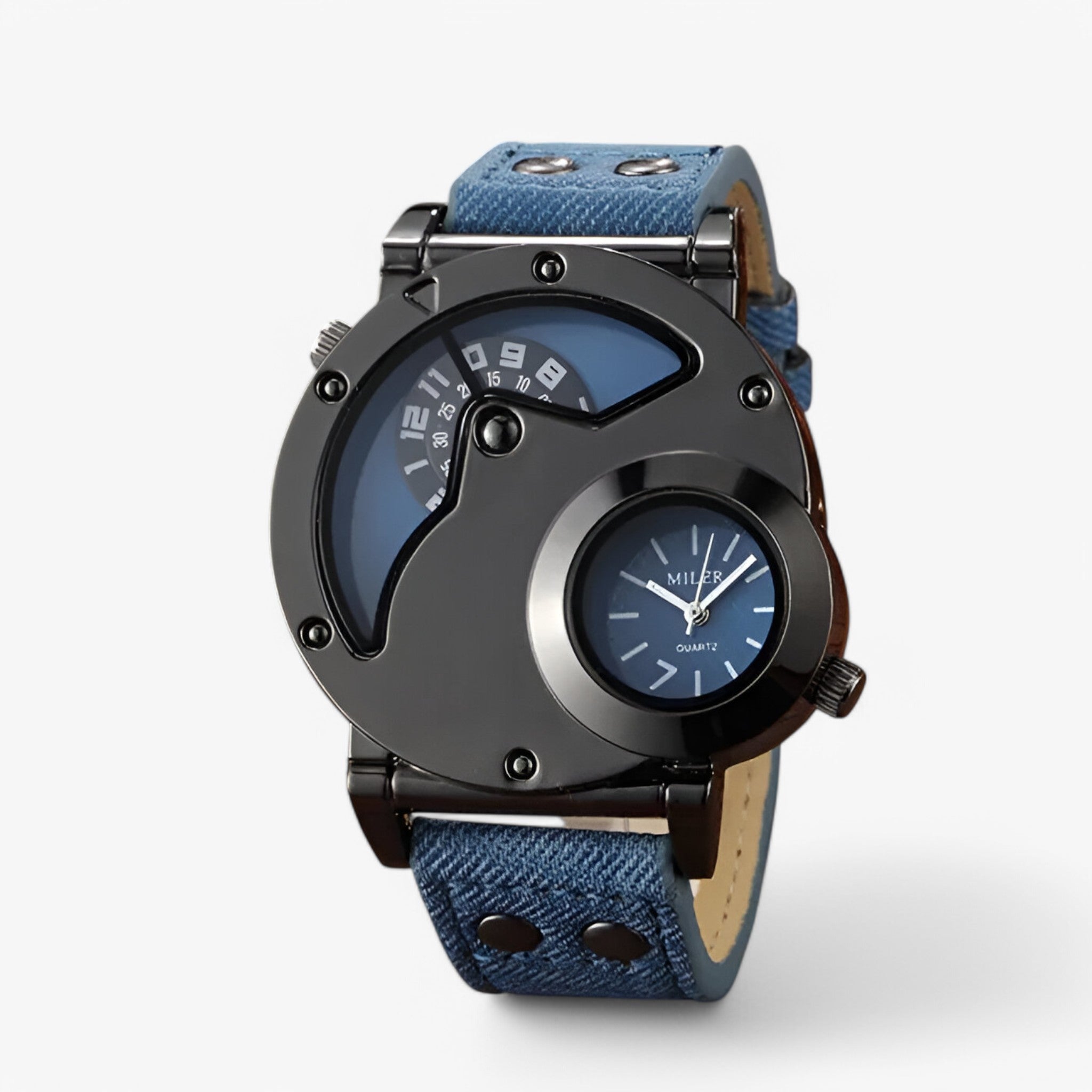 Orologio da Uomo in Stile Cowboy con Doppio Fuso Orario - Blu - cowboy doppio fuso mens watch orario orologio orologio uomo stile uomo watch for men - Concept Palermo