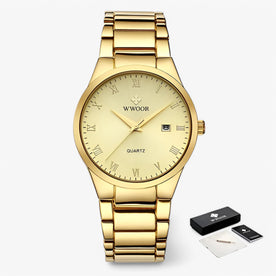 Orologio al Quarzo Classico Uomo, Elegante, Cinturino in Pelle Nera - Oro oro con scatola - accessoires horloges Linen orologio orologio quarzo quarzo tempo Unisex watches - Concept Palermo