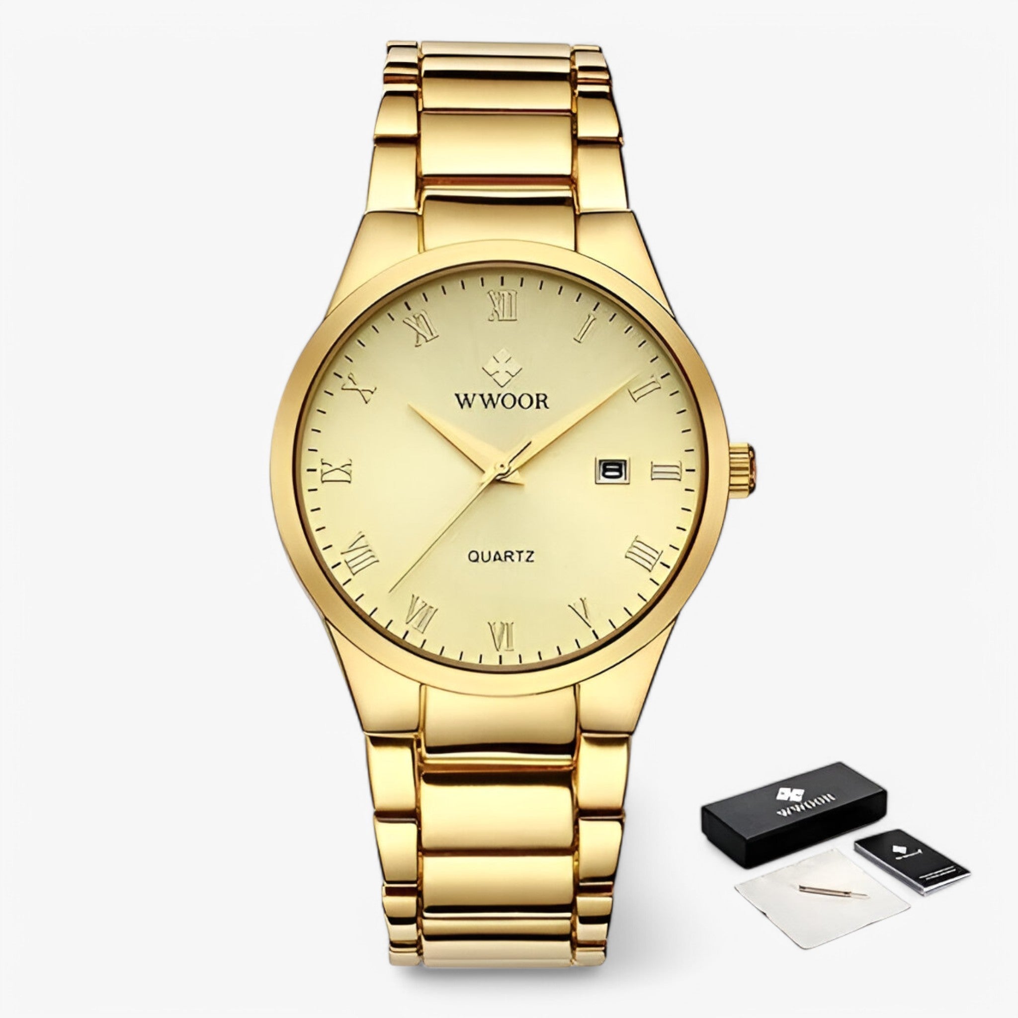 Orologio Acciaio Quarzo Uomo Elegante - Oro oro con scatola - acciaio orologio orologio acciaio quarzo uomo watches WATCHES FOR MEN - Concept Palermo