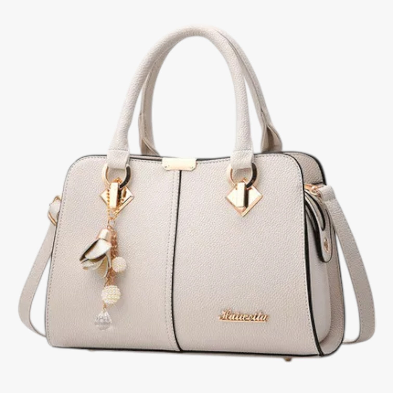 Borsa a Spalla Donna Elegante Casual in Ecopelle Nera Grande con Tracolla Regolabile - Bianco - Bags borsa casual comfort donna eleganza eleganza comfort spalla women bags Women's handbags - Concept Palermo