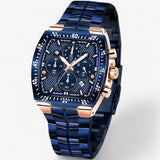 Luxe militair herenhorloge, waterdichte quartz chronograaf met stalen band