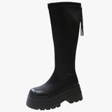 Trendy dameslaarzen met rits, dikke zool & extra comfort boven de knie