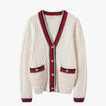 Cardigan retro con escote en V para mujer, suave, oversize y negro
