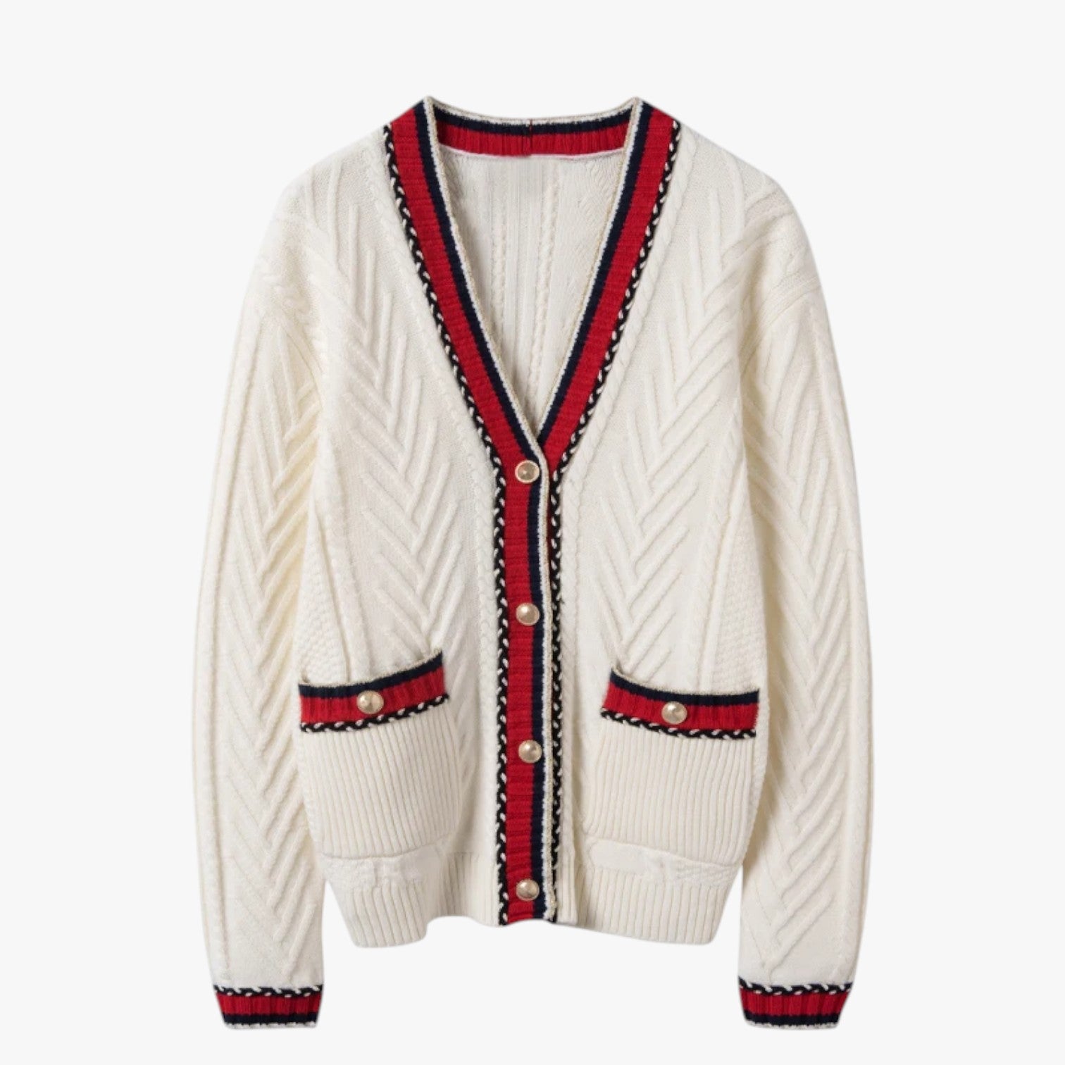 Cardigan retrò con scollo a V da donna, morbido, oversize ed Nero - Bianco - cardigan cardigan retr donna oversize retr scollo Sweater sweaters sweaters & cardigans women's sweater - Concept Palermo