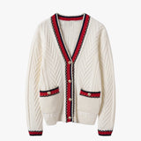 Retro dames cardigan met V-hals, zacht, oversized en zwart