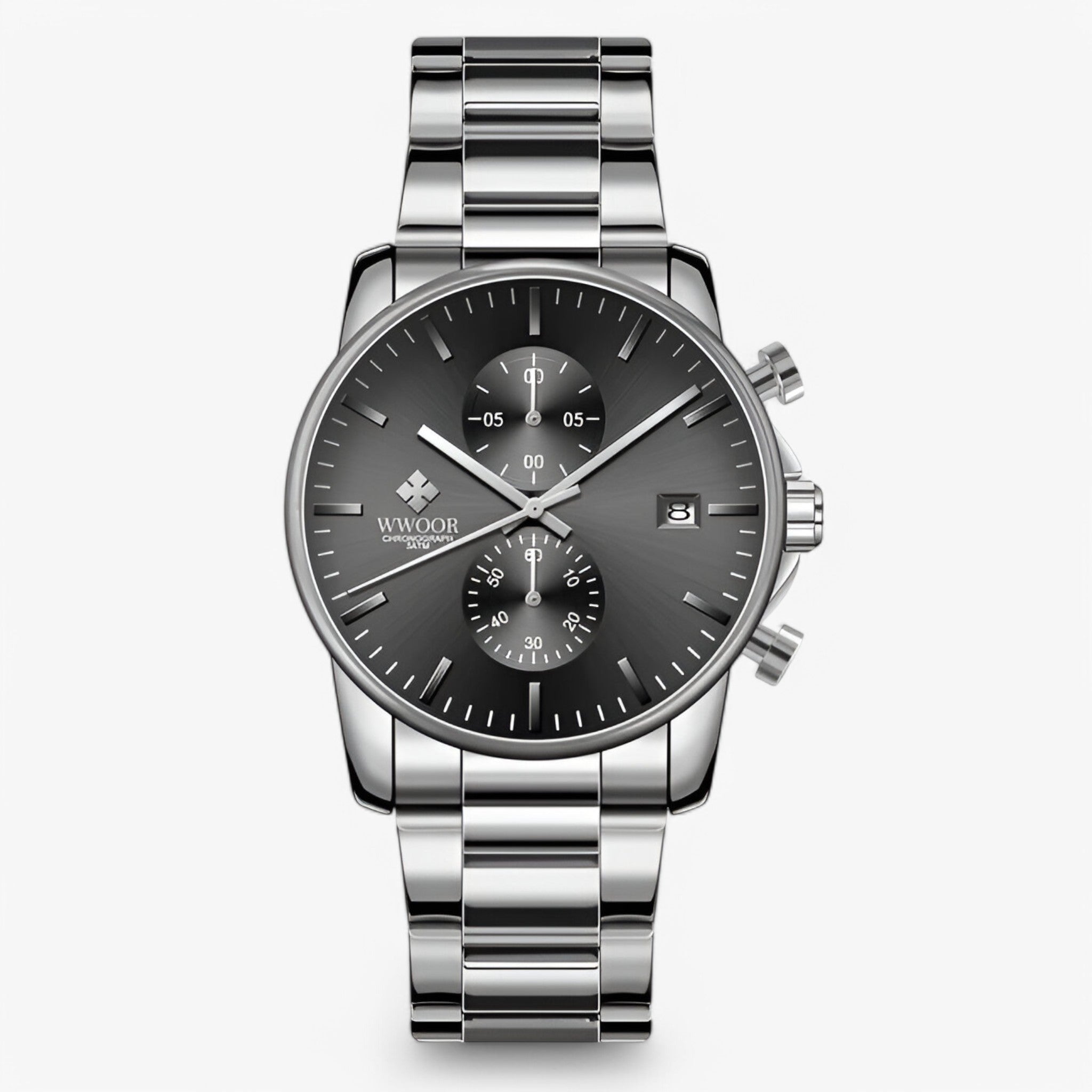 Cronografo da Uomo Leggero in Acciaio Inossidabile Argento - In bianco e nero - acciaio cronografo cronografo leggero inossidabile leggero uomo watches WATCHES FOR MEN wistwatches - Concept Palermo