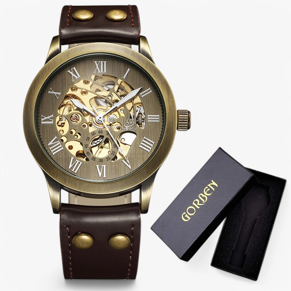 Orologio da uomo retrò di lusso – Senza tempo e stiloso - Marrone con scatola - orologio orologio uomo retr stiloso tempo uomo watch for men watches - Concept Palermo